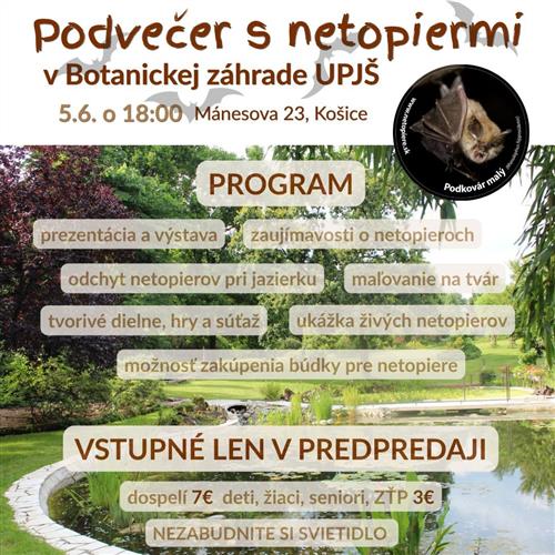 Podvečer s netopiermi v Botanickej záhrade UPJŠ